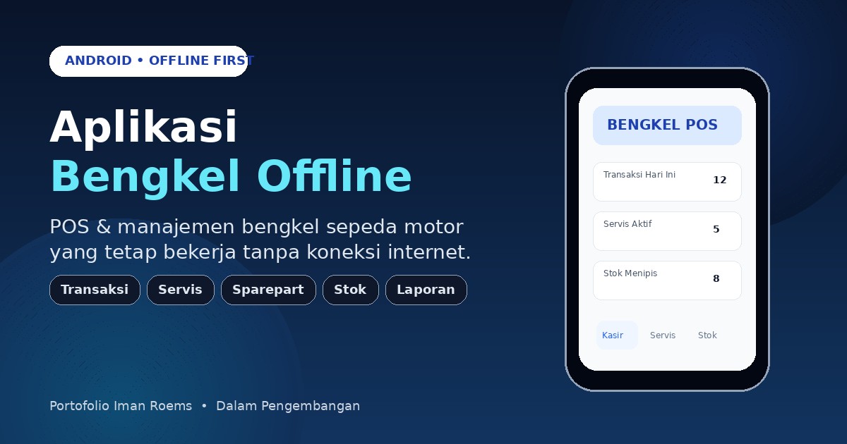 Aplikasi Bengkel Offline Android untuk bengkel sepeda motor